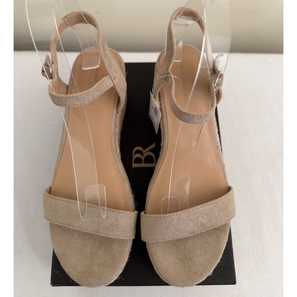 Banana Republic Platform Espadrille Sandals Size 8 Bone Faux Suede Resortwear - Picture 16 of 16